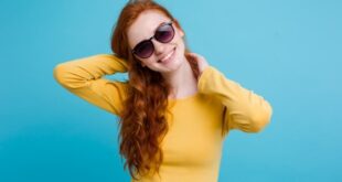 Lovely Girl with Yellow Shirt and Blue Shade Background. Girl with Yellow Shirt. Girl with Blue Shade Background.